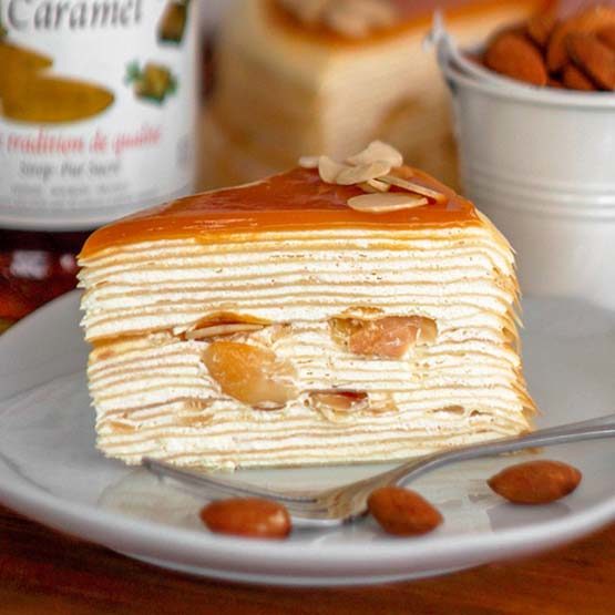 Salted Caramel Almond Crepe Cake (Slice) JUNANDUS